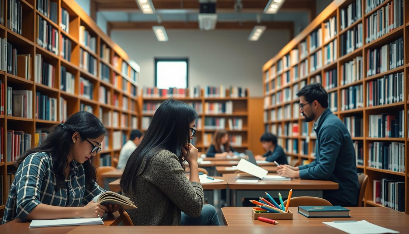 Students collaborating in study space